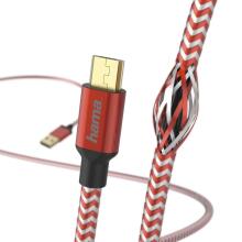 Hama 00178288 Reflective Charging/Data Cable, Micro-USB 1.5m Red