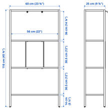 IKEA BAGGEBO Art.50481172 White Металлическая полка 60x25x116см