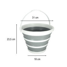 Ikonka Art.KX3746 Silicone folding bucket 10L striped grey