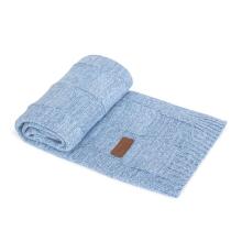 Knitted blanket (90x90) Check blue