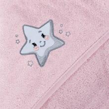 Hooded towel pink star 100x100 Ceba Baby