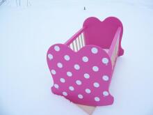 Doll's bed, big, pink, wooden, S-51