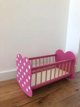 Doll's bed, big, pink, wooden, S-51