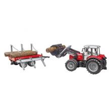 BRUDER Massey Ferguson 7480 krautuvas su priekaba rąstams, 2318