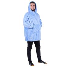 Одеяло с капюшоном большого размера hoodie blanket Springos HA7320  светло-голубое