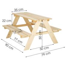 Puidust aia piknikulaud lastele Springos BE003 90x79x50 cm