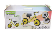 2in1 balance bike 11 with training wheels and adjustable seat height, yellow/black