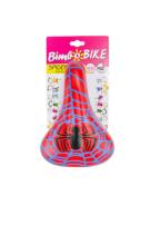 Bicycle saddle for children bicycle SPIDER WEB, red with spider motive