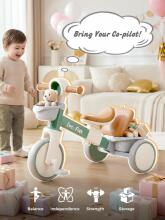 LOL-FUN  Balance Bike Tricycle Art.202896 līdzsvara velosipēds - transformers pašiem mazākajiem 2-in-1, no 1 līdz 3 gadiem, zaļš