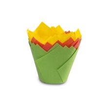 Tulip shaped paper cupcake tins 12 pcs coloured Easy Bake &Oslash; 7.5 x 8 cm