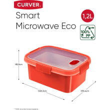 Food container Steamer rectangle 1,2L Smart Eco Microwave 20,3x15,4x8,8cm red