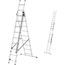 ProfiStep Combi kombinuoti laiptai su papildomu laiptelių komplektu / aliuminis / 3x9 pakopos