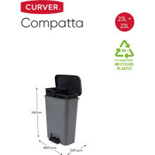 Metallic waste sorting pedal bucket Compatta Duo 23+23L silver