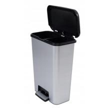 Metallic waste sorting pedal bucket Compatta Duo 23+23L silver