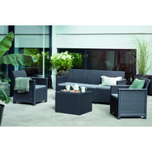 Garden furniture set Elodie 5 Seater with table/storage box grey