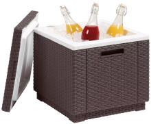 Garden table/storage box Ice Cube brown