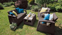 Corfu Love Seat Max brown three-seater garden sofa