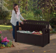 Hoiukast-pink Patio Storage Bench 227L, pruun