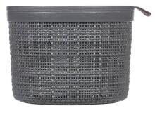 Basket with lid Jute round 2L &Oslash;17x13cm dark grey