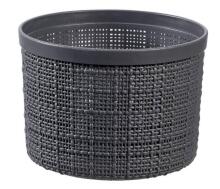 Basket with lid Jute round 2L &Oslash;17x13cm dark grey