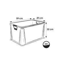 Kaste eurobox ar mīkstiem rokturiem Luis 59x39x32cm 64L caurspīdīga