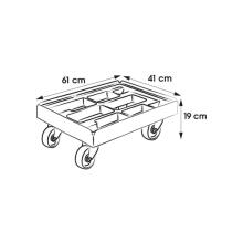 Trolley for transport boxes and baskets Rolf 61x41x19cm red