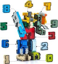 OBEST Number Robot Transformer Toy, 15 Digital Symbols Transform Tank/Helicopter/Submarine Assembled, Educational Building Blocks Set for Children, Educational Learning Gift Tobots Transforme