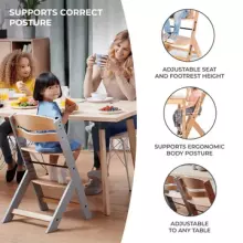 KinderKraft Enock Art.219050 Natural Wooden high chair