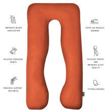 La Bebe™ Cushy Maternity Pillow Art.222369 Sun Orange Daudzfunkcionāls spilvens grūtniecēm (U Shaped), sintepona pildīšana, 155x80cm