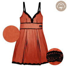 La Bebe™ Nursing Cotton Mia Art.222371 Sun Orange  Grūtnieču barošanas naktskrekls topošām māmiņām  ar mežģinēm (universāls izmērs M/L)