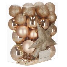 Christmas baubles Springos CA1144 33 pcs decoration set with star, rose gold