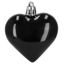 Christmas baubles Springos CA1155 8 pcs 7 cm heart-shaped, black