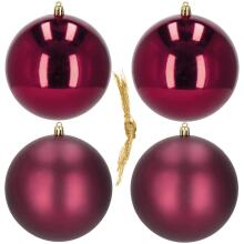 Christmas baubles Springos CA1185 4 pcs holiday decorations pendants 12 cm burgundy