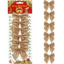 Christmas bows for the tree Springos CA1309  6 pcs glitter ornaments gold