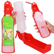 Suņu un kaķu ūdens pudele ar dzirdināšanas trauku, tūrisma Springos PA0296 500 ml sarkanais bidons
