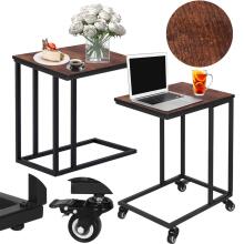 Coffee tables Springos HF0025, set of 2 pcs, side table with wheels, black-brown auxiliary table