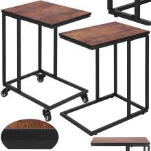 Coffee tables Springos HF0025, set of 2 pcs, side table with wheels, black-brown auxiliary table