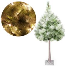 Mākslīgā eglīte uz stumbra ar apgaismojumu Springos CL0860, 128 LED, Ziemassvētku koks 150 cm, ar sniega efektu  Priekšrocības: