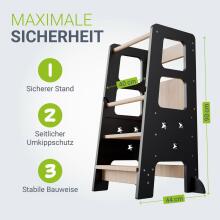 Wooden Learning Tower Art.224032 Black Деревянный кухонный табурет/ступенька для малышей