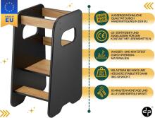 Wooden Learning Tower Art.224034 Black koka bērnu kāpslītis/pakapiens [kāpslis]