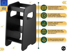 Wooden Learning Tower Art.224034 Black koka bērnu kāpslītis/pakapiens [kāpslis]