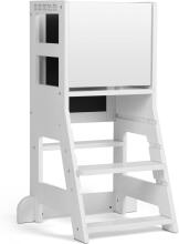 Wooden Learning Tower Art.224045 White  Деревянный кухонный табурет/ступенька для малышей с доской для рисования