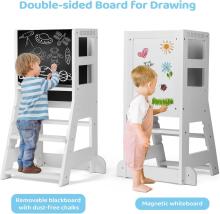 Wooden Learning Tower Art.224045 White  Деревянный кухонный табурет/ступенька для малышей с доской для рисования
