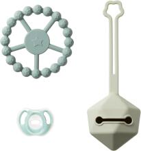 TOMMEE TIPPEE silicone pacifier with pacifier case and teething ring, green, 433610