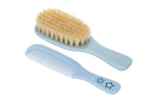 CANPOL BABIES soft brush with natural bristles and comb GOLD, blue, 7/406_blu2