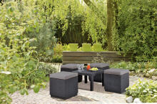 Garden chair/storage box Cube with cushion brown