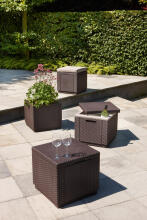 Garden chair/storage box Cube with cushion brown