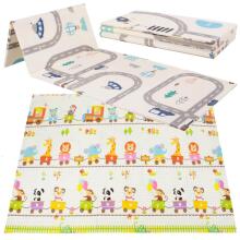 Двусторонний складной игровой коврик для детей Springos KM0022, 150x200 см, с транспортом