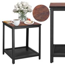 Square coffee table with shelf Springos HF0026, 45x45x55 cm, loft style, black/brown