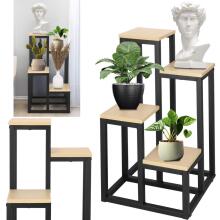 Metal plant stand with 4 shelves Springos GA0206, 67.5 cm, loft style, black/light brown
